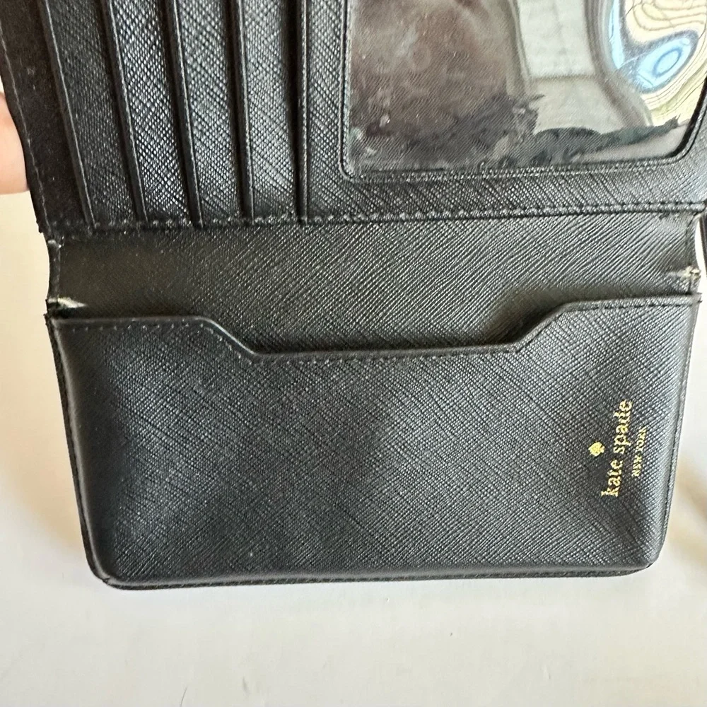 Kate Spade Black Saffiano Leather Wristlet Wallet Detachable Wrist Strap‎